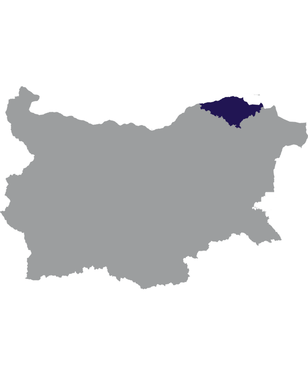 Landkaart Bulgarije grijs met oblast Silistra donkerblauw op transparante achtergrond - 600 * 733 pixels